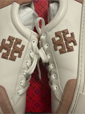 🌸🌸Tory Burch Pink Moon/Malva/Snow White Color Block Bari Nappa Sneaker Size 8